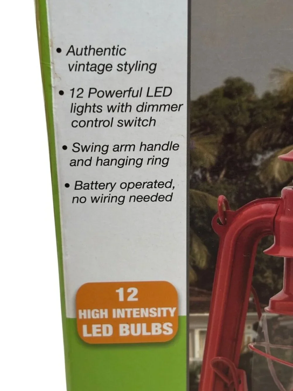 Northpoint Vintage LED Lantern With Built-In Dimmer Switch Red Battery Operated